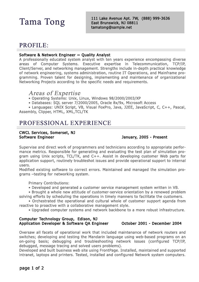 professional curriculum vitae samples. Professional Resume Sample 2