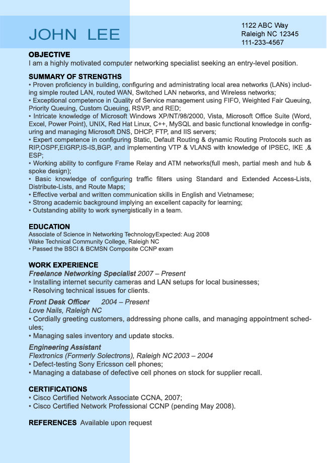 Entry Level Resume Sample Resumesplanet Com